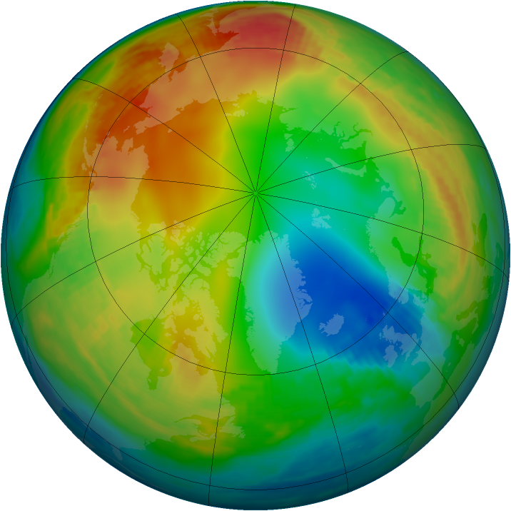 Arctic ozone map for 08 January 1987
